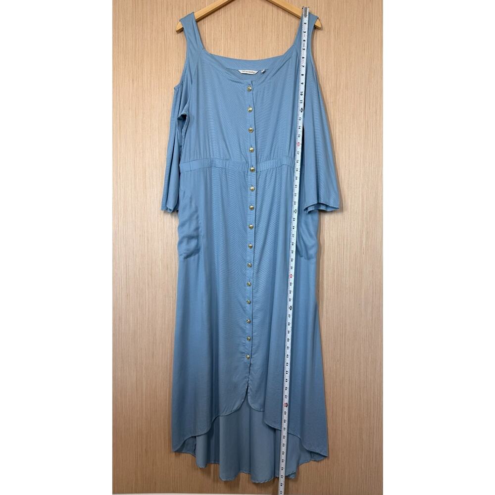 NWOT Soft Surroundings Tencel High Low Maxi Dress Size XL Button Front Pockets - Picture 10 of 12